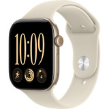 Apple Watch Series 12, Smartwatch gold, Aluminium, 42 mm, Sportarmband Sand M/L, Cellular