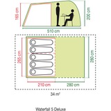 Coleman 5-Personen-Kuppelzelt Waterfall 5 Deluxe grün/hellgrau, mit Tunnelanbau