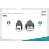 Digitus USB 2.0 Anschlusskabel USB-A (Stecker) > USB-B (Stecker) schwarz, 3 Meter