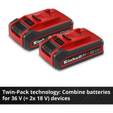 EINHELL Akku Power-X-Change Plus TWIN-PACK 18Volt 3,0Ah rot/schwarz, 2 Stück, ohne Ladegerät