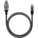goobay Ethernet-Kabel USB-A 3.2 Gen1 Stecker > RJ-45 Stecker, LAN-Adapter schwarz/silber, 1 Meter