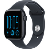 Apple Watch SE 3, Smartwatch schwarz, 44 mm, Sportarmband Navyblau S/M