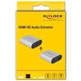 DeLOCK HDMI HD Audio Extractor 4K 60 Hz zu HDMI mit eARC, Adapter silber