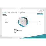 Digitus Steckdose Unterputz, mit USB A und USB-C Ports weiß, 2x USB-A, 1x USB-C, 3,1A