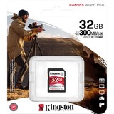 Kingston Canvas React Plus 32 GB SDHC, Speicherkarte schwarz, UHS-II U3, Class 10, V90