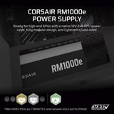 Corsair RM1000e Generalüberholt, PC-Netzteil schwarz, 1x 12 Pin High Power GPU, 2x PCIe, Kabel-Management, 1000 Watt
