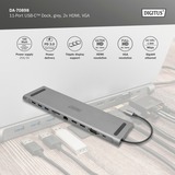 Digitus 11 Port USB-C Dockingstation silber, USB, VGA, HDMI, RJ45