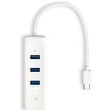TP-Link LAN-Adapter UE330C, USB 3.2 Gen1 USB-C > 3x USB-A + RJ-45 weiß, Gigabit Ethernet