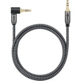 goobay Plus Audio Verbindungskabel AUX 3,5mm stereo, 90° schwarz/silber, 0,5 Meter, abgewinkelt