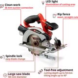 EINHELL Power X-Change Akku-Handkreissäge TE-CS 18/165-1 Li-Solo, 18Volt rot/schwarz, ohne Akku und Ladegerät