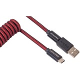 Keychron USB 3.2 Gen 1 Premium Coiled Aviator Kabel, USB-C Stecker > USB-C Stecker rot, 1,08 Meter, gerader Stecker