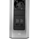 Bachmann CASIA 2 Steckdosenleiste 3-fach + USB-Charger, lang, Wand- oder Eckmontage edelstahl, 2 Meter Kabel, 1x USB-A, 1x USB-C