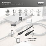 Digitus USB 3.2 Gen 2 Verlängerungskabel, USB-C Stecker > USB-C Buchse schwarz, 0,7 Meter, PD 60 Watt