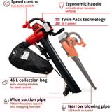 EINHELL Akku-Laubsauger GE-CL 36/230 Li E-Solo, 36Volt (2x18V), Laubsauger/Laubbläser rot/schwarz, ohne Akku und Ladegerät