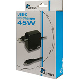 Inter-Tech Ladegerät Argus PD-2045, USB-C Charger schwarz, 1,80m Kabel, PD 3.0, 45 Watt