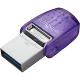 Kingston DataTraveler microDuo 3C 128 GB, USB-Stick violett/transparent, USB-A 3.2 Gen 1, USB-C 3.2 Gen 1