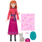 Mattel Disney Die Eiskönigin Anna-Modepuppe und Wolfsjunges-Figur mit 4 Pflegezubehörteilen