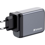 Verbatim GaN-Ladegerät 100W, 1x USB-A , 3x USB-C grau, PD 3.0, QC 3.0