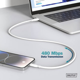 Digitus USB 2.0 Silikon-Anschlusskabel USB-C > USB-C weiß, 2 Meter, PD, Laden mit bis zu 60 Watt