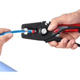 KNIPEX Automatische Abisolierzange PreciStrip16, Abisolier-Zange schwarz/rot, integrierter Drahtschneider