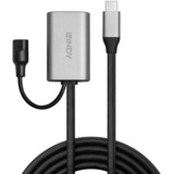 Lindy USB 3.2 Gen 1 Aktivverlängerungskabel, USB-C Stecker > USB-A Buchse schwarz, 5 Meter