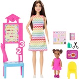 Mattel Barbie Lehrerin-Puppe mit Kleinkind-Puppe und Unterrichtszubehör 