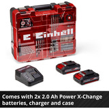 EINHELL Power X-Change Akku-Schlagbohrschrauber TE-CD 18/2 Li-i +64, 18Volt rot/schwarz, 2x Li-Ionen Akku 2,0Ah, Koffer + Bit-Bohrer-Set