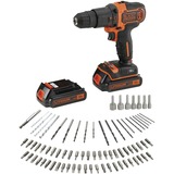 BLACK+DECKER Akku-Schlagbohrschrauber BDCHD18BAFC, 18Volt schwarz/orange, 2x Li-Ionen Akku 1,5Ah, 80-tlg. Zubehör-Set, im Koffer