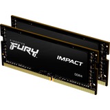Kingston FURY SO-DIMM 64 GB DDR4-3200 (2x 32 GB) Dual-Kit, Arbeitsspeicher schwarz, KF432S20IBK2/64, Impact, INTEL XMP