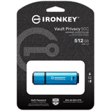 Kingston IronKey Vault Privacy 50 512 GB, USB-Stick hellblau/schwarz, USB-C 3.2 Gen 1