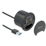 DeLOCK 3 Port Tisch-Hub 1x Typ-C - 2x Typ-A + HD-Audio, USB-Hub 