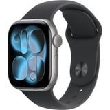 Apple Watch Series 11, Smartwatch grau, Aluminium, 42 mm, Sportarmband schwarz M/L