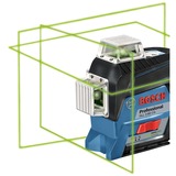 Bosch Akku-Linienlaser GLL 3-80 CG Professional, 12Volt, mit BM 1, Kreuzlinienlaser blau/schwarz, Li-Ionen Akku 2Ah, in L-BOXX, grüne Laserlinien