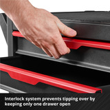 EINHELL Werkstattwagen leer, 6 Schubladen, Werkzeugwagen schwarz/rot, 4 flache, 2 hohe Schubladen