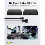 goobay USB-C Multiport-Tischladegerät, PD, GaN, 100 Watt schwarz, 2x USB-C, 2x USB-A, Power Delivery, QuickCharge 3.0