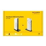 DeLOCK USB Dockingstation Dual HDMI Full-HD / USB 3.2 / LAN / Audio schwarz/weiß