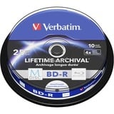 Verbatim M-DISC BD-R 4x 25 GB, Blu-ray-Rohlinge 4-fach, 10 Stück, bedruckbar