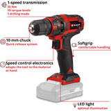 EINHELL Power X-Change Akku-Bohrschrauber TC-CD 18/35 Li - Solo, 18Volt rot/schwarz, ohne Akku und Ladegerät