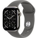 Apple Watch Series 11, Smartwatch Titan Natur, Titangehäuse, 42 mm, Sportarmband steingrau M/L, Cellular