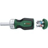 Bosch Heimwerken & Garten Stubby Bit Ratschenschraubendreher + 6 Bits  grün/schwarz, 7-teilig 