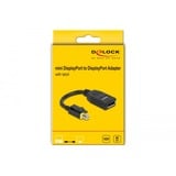 DeLOCK Adapter Mini DisplayPort 1.4 zu DisplayPort schwarz, 15cm, mit Einrastfunktion