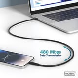 Digitus USB 2.0 Silikon-Kabel USB-C > Lightning, MFI zertifiziert schwarz, 2 Meter, PD 2.0, Laden mit bis zu 60 Watt