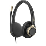 HP Poly Mission 825 kabelgebundenes Stereo-USB-Headset  schwarz, USB Type-C und Type-A, Kunstleder-Ohrpolster (Oberflächenmaterial)