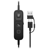 HP Poly Mission 825 kabelgebundenes Stereo-USB-Headset  schwarz, USB Type-C und Type-A, Kunstleder-Ohrpolster (Oberflächenmaterial)