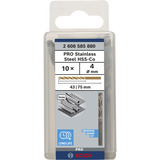 Bosch PRO Stainless Steel HSS-Co Spiralbohrer, Ø 4mm Arbeitslänge 43mm, 10 Stück