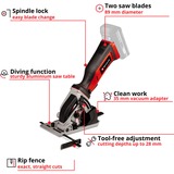 EINHELL Akku-Mini-Handkreissäge TE-CS 18/89 Li-Solo, 18Volt rot/schwarz, ohne Akku und Ladegerät