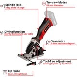 EINHELL Power X-Change Akku-Mini-Handkreissäge TE-CS 18/89 Li-Solo, 18Volt rot/schwarz, ohne Akku und Ladegerät