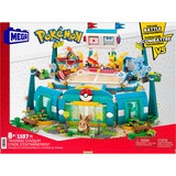 Mattel MEGA Pokémon Trainingsstadion, Konstruktionsspielzeug mit 5 Actionfiguren, 1101 Teile