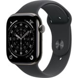Apple Watch Series 11, Smartwatch Titan Schiefer, Titangehäuse, 46 mm, Milanaise Armband schiefer M/L, Cellular