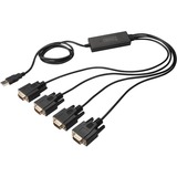 Digitus USB 2.0 Adapterkabel, USB-A Stecker > 4x Seriell RS232 Stecker schwarz, 1,5 Meter